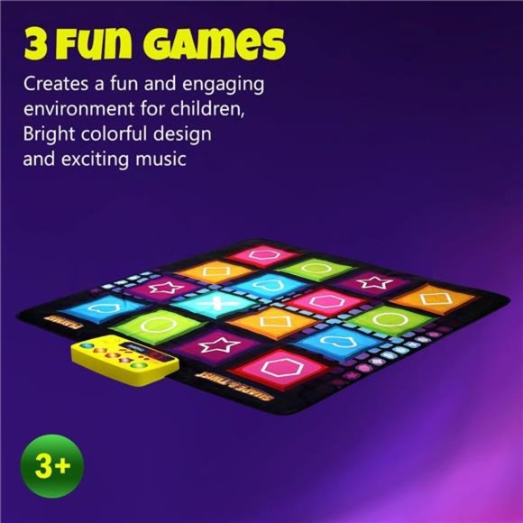 Shape & Twist Dance Mat | 3 Fun Educational Shape Games Mat for Kids Ages 4-8 - Picture 3 of 6